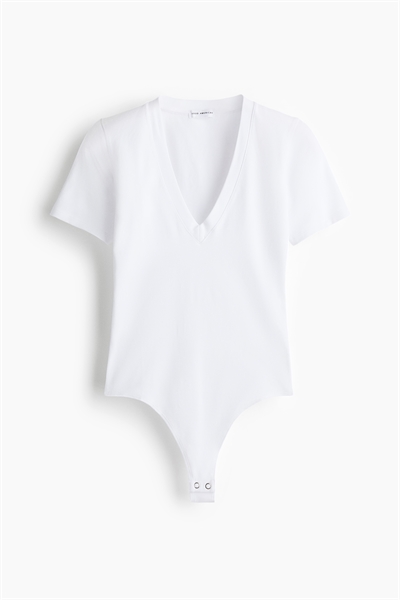 Боди с глубоким V-образным вырезом из суперстрейча 1292477002