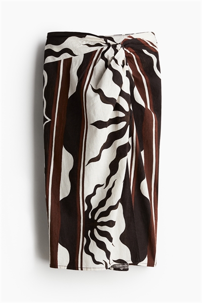 Юбка с кручеными деталями из льняного бленда 1241294001