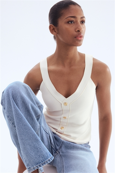 Жилетный топ с декором из пуговиц 1290447002