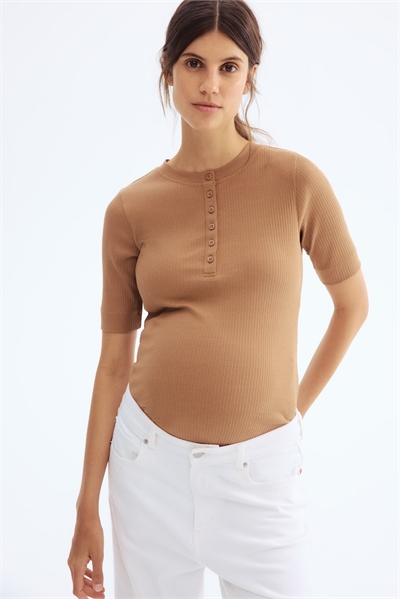 Топ MAMA Ribbed Henley 1285678002