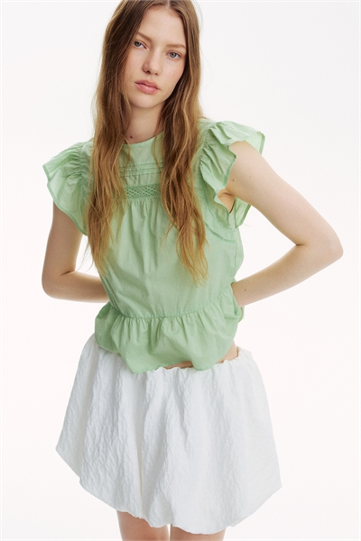 Блузка с кружевными вставками и пеплумом 1290571003