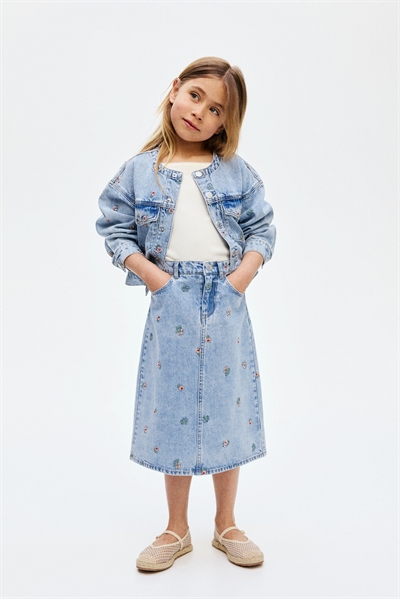 Джинсовая юбка с вышивкой 1295664001