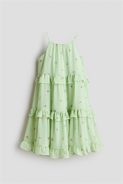 Платье на бретельках с отделкой из оборок 1300979003