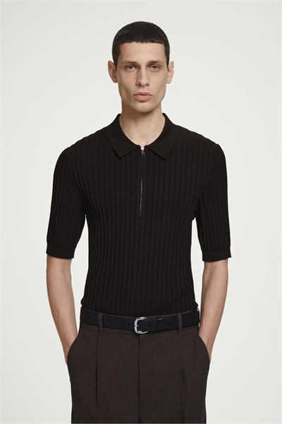 Шелково-хлопковая рубашка-поло на молнии 1271756001