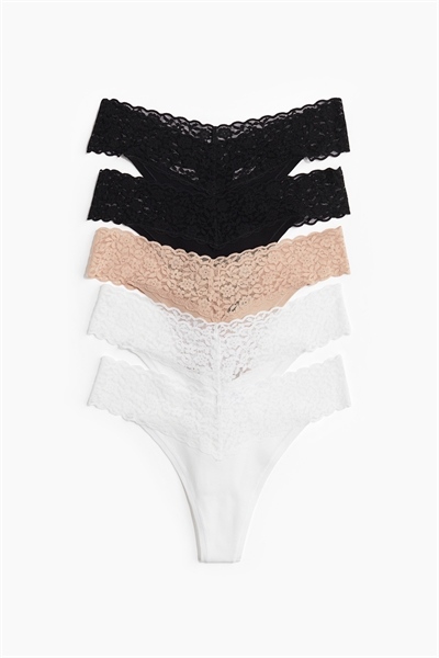 Кружевные трусы стринги в упаковке из 5 штук 1075646046