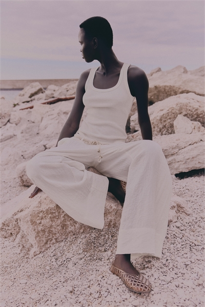 Брюки с поясом из макраме 1285115001