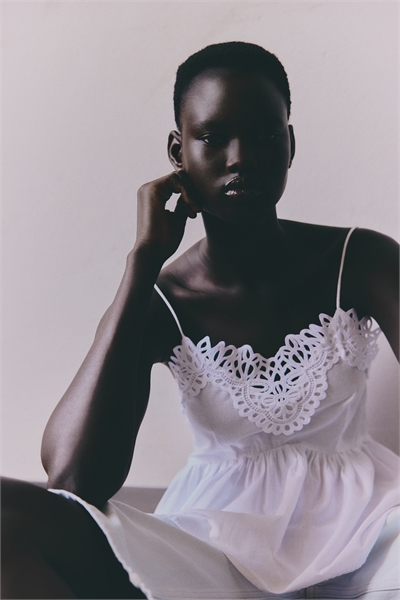 Топ на бретельках с кружевной отделкой 1288465001