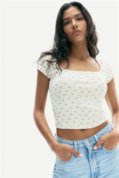 Ребристая футболка с отделкой пико 1292589003