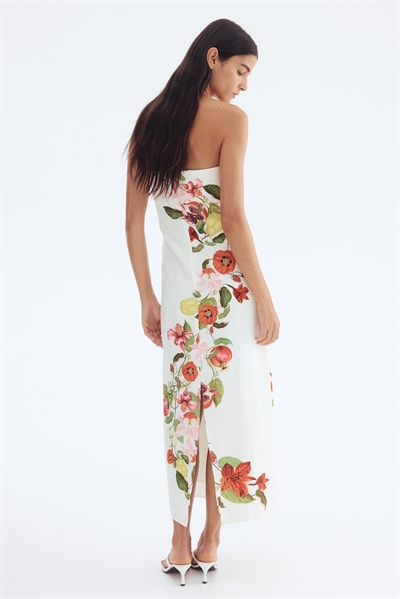 Платье из льняного бленда с принтом 1303752001