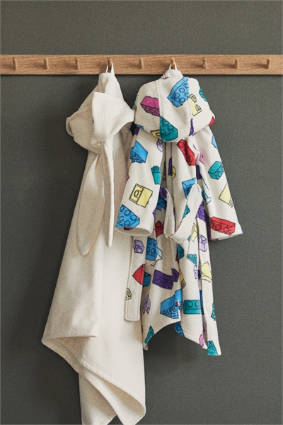 Махровый халат из хлопка с принтом 1268945002