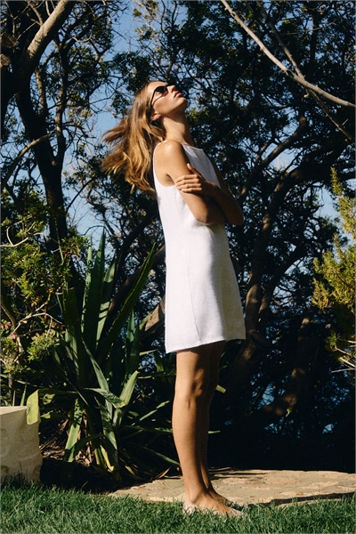 Платье на бретелях из льняного бленда 1293984001