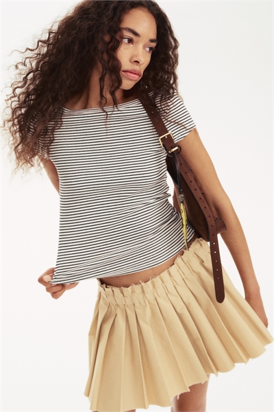 Футболка в рубчик с круглым вырезом 1296056001