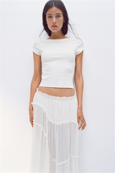 Футболка в рубчик с круглым вырезом 1296056002