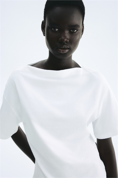 Хлопковый топ с вырезом-лодочкой 1303332001