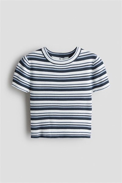 Короткий топ из трикотажа в рубчик 1283759003