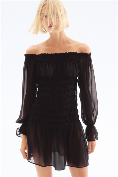 Платье на плечах с отделкой резинкой 1304095001