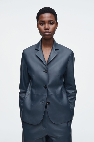 Кожаный однобортный блейзер 1271700001