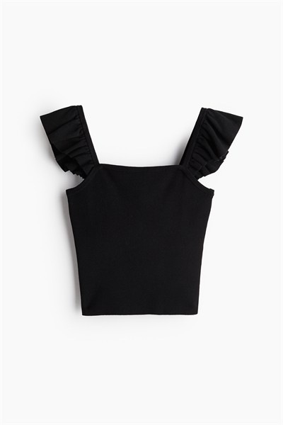 Топ из трикотажа в рубчик с расклешенными рукавами 1225638002