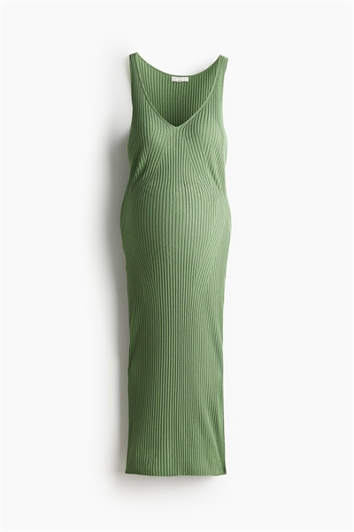 Платье-миди из трикотажа в рубчик MAMA 1218559002