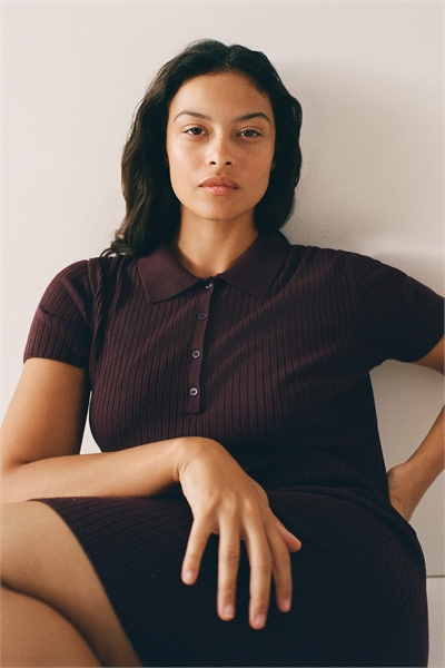 Платье с воротником из ребристого трикотажа 1291284003