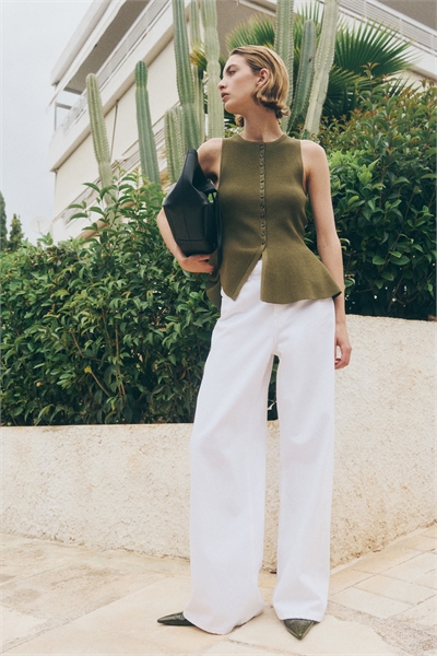 Жилет с пеплумом из ребристого трикотажа 1296257001