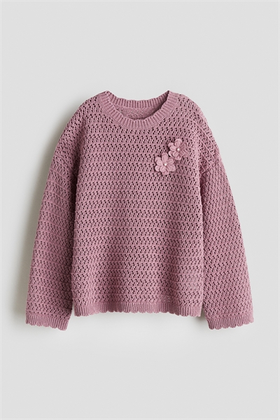 Хлопковый джемпер с дырчатой вязкой 1295499001