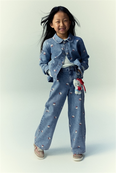 Джинсы с принтом и широкими штанинами 1296171001