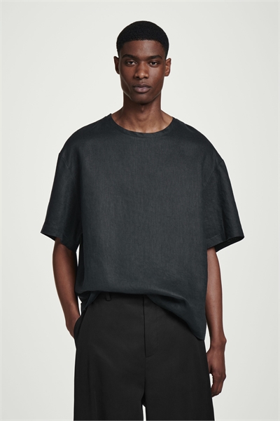 Расслабленная футболка из тканого льна 1272814002