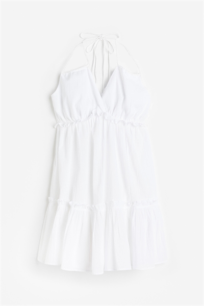 Платье с вырезом халтер и отделкой воланами 1181795002