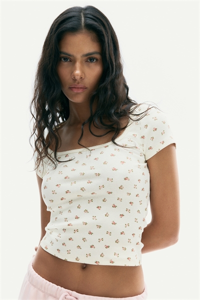 Ребристая футболка с отделкой пико 1292589005