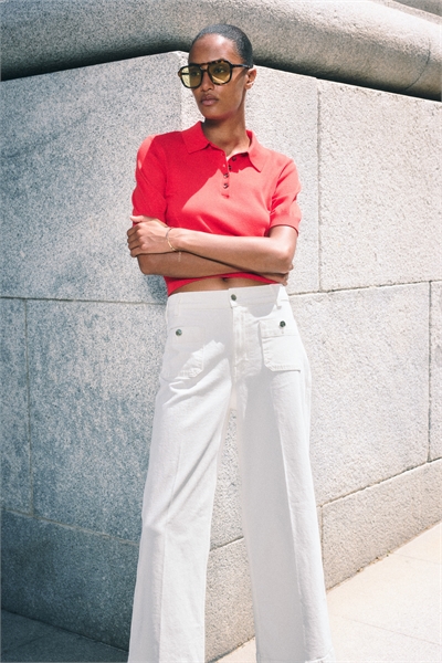 Широкие джинсы с высокой лодыжкой 1294598001