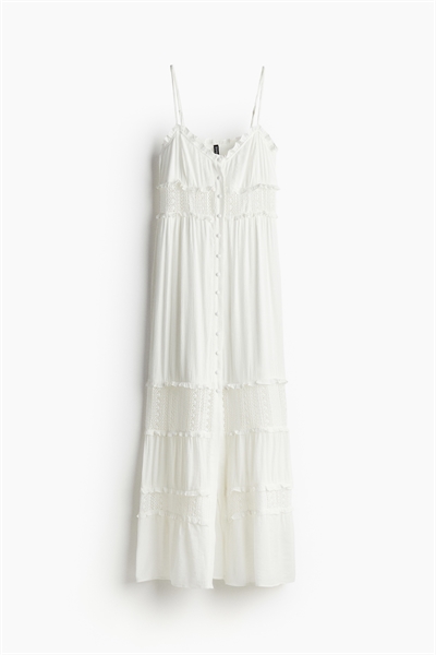 Платье-макси из крепа с кружевными вставками 1223065001