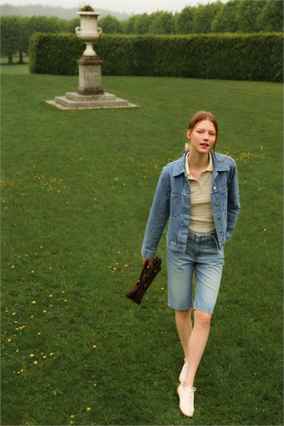 Джинсовые шорты-бермуды с поясом 1293166001