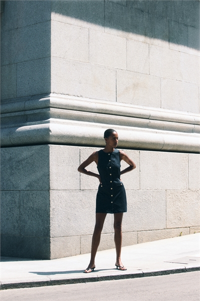 Платье из саржи на пуговицах 1299834001