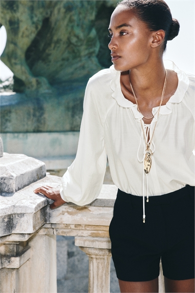 Блузка с жатым воротником 1295532002