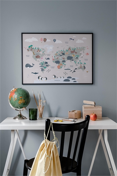 Карта мира животных бежевый постер 1154279001