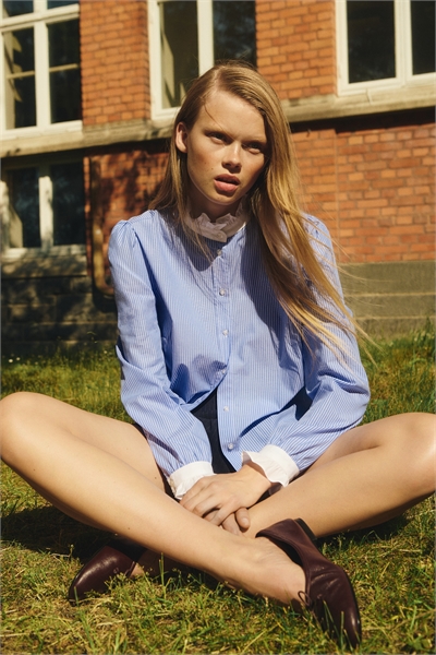 Блузка с жатым воротником 1295517002