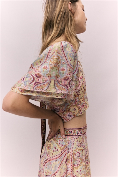 Обрезанный топ из льняного бленда 1310907001