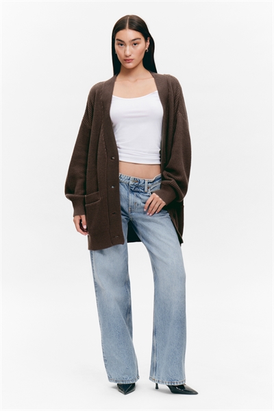 Хлопковый трикотажный кардиган с V-образным вырезом 1295353001