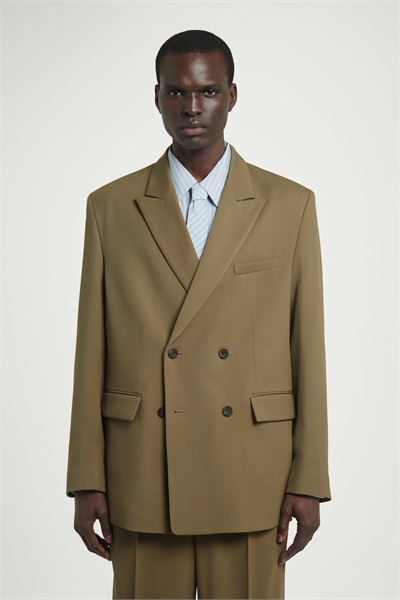 Расслабленный двубортный блейзер из шерсти 1265498001