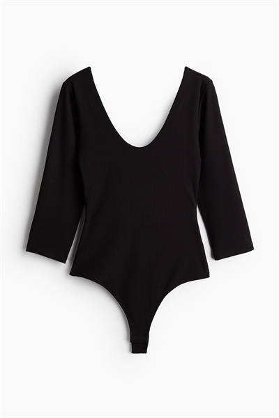 Ребристое боди стринги 1244523004