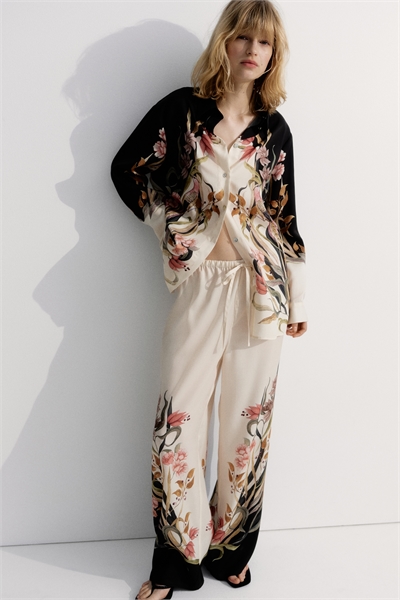 Принтованные брюки на завязках 1291026002