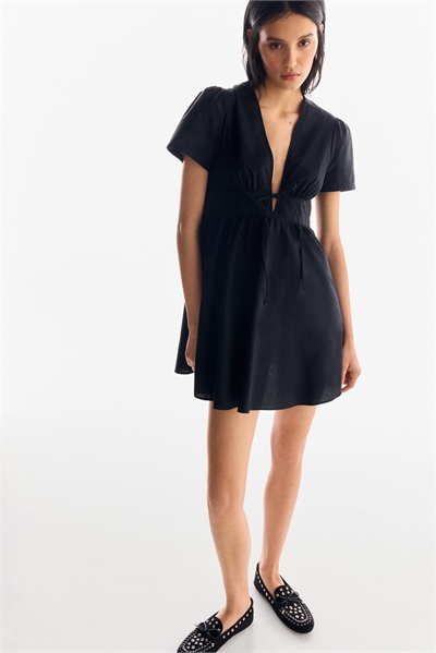 Платье из хлопкового поплина с V-образным вырезом 1295722002