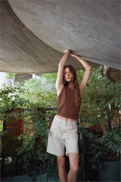 Свитер-жилет с воротником 1296259006