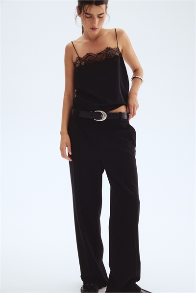 Атласный топ на бретельках с кружевной отделкой 1299863001