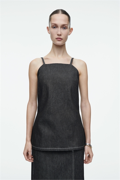 Топ из необработанного денима без рукавов 1266820001