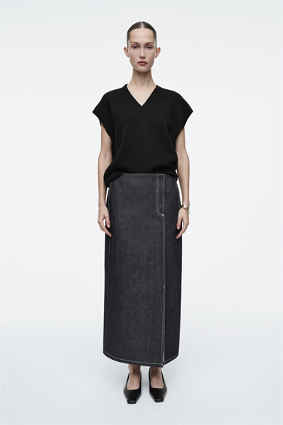 Асимметричная джинсовая юбка-миди 1266821001
