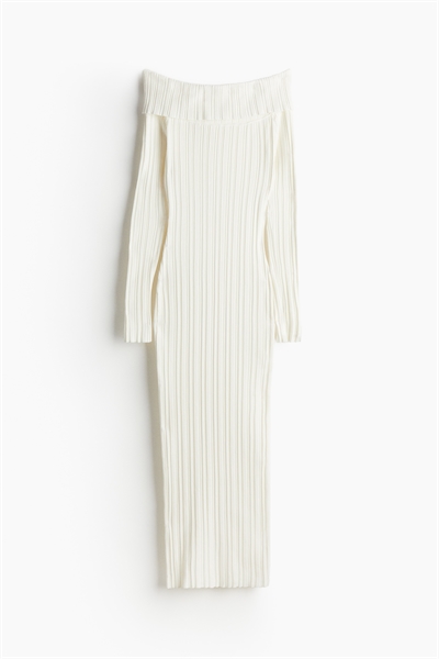 Платье без плеч из ребристого трикотажа 1237777002