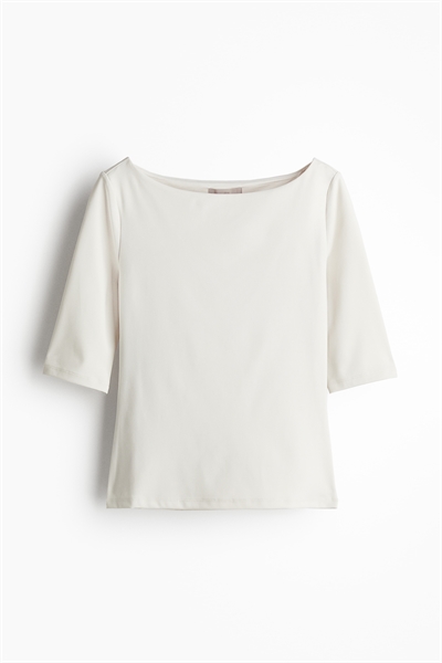 Топ из джерси с вырезом-лодочкой 1239450002