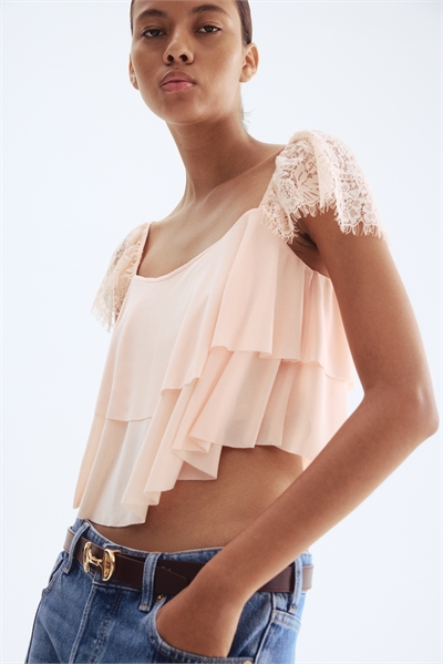 Топ с кружевными рукавами 1310285001